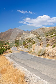 Country road in the mountains of Crete, Greece