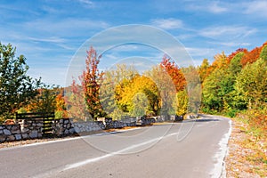 Country road in mountains on a sunny day