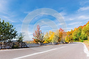 Country road in mountains on a sunny day