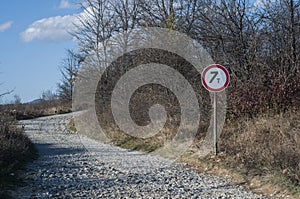 Country road with road sign