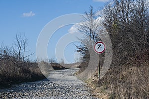 Country road with road sign