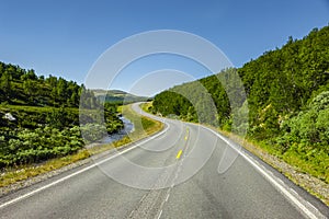 Country road through Scandinavian landscape