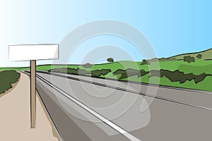 Country road with signal - Vector illustration