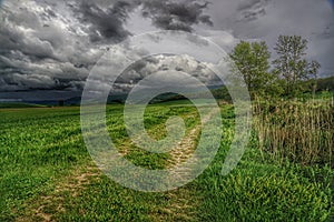 Country road on stormy day