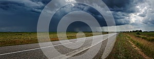 Country road and thunderstorm on a background