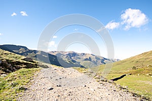 Country road in the town of Pas de la Casa, Encamp in Andorra in summe