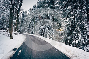 Country road during the winter in rural Carroll County, Maryland