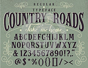 Country roads handcrafted retro typeface