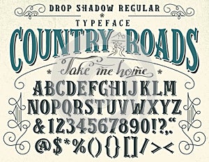 Country roads handcrafted retro typeface