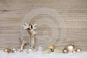 Country style christmas decoration for a greeting card with wood