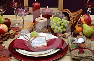 Country style rustic Thanksgiving table setting