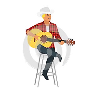Country style singer with guitar