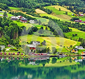 Country summer landscape, Olden, Norway