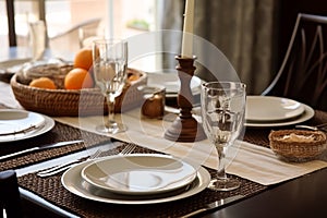 Country tablescape, formal dinner table setting, table scape with elegant tableware and dinnerware for wedding and event