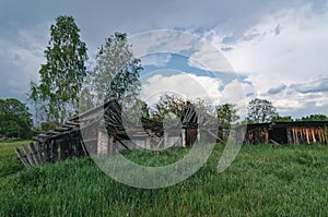 Country village houses in Pripyat, Chernobyl exclusion Zone. Chernobyl Nuclear Power Plant Zone of Alienation in Ukraine