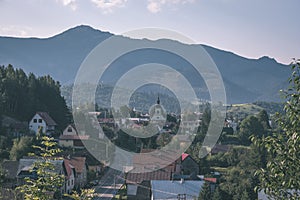 Country village rooftops in Slovakia - vintage retro look