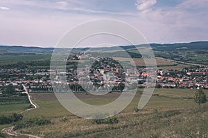 Country village rooftops in Slovakia - vintage retro look