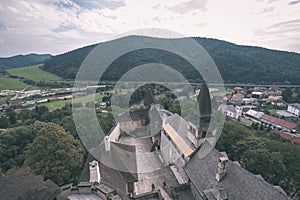 Country village rooftops in Slovakia - vintage retro look