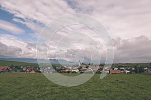 Country village rooftops in Slovakia - vintage retro look