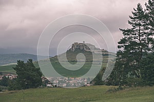 Country village rooftops in Slovakia - vintage retro look