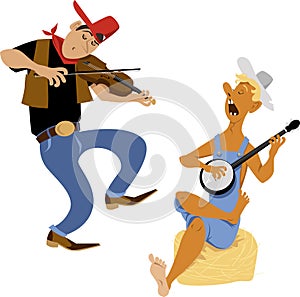 Fiddler and banjo player photo