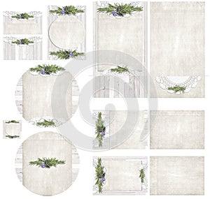 Country Whitewash Board and Herb Invitation Set photo