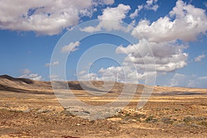 Country with wind turbines, Fuerteventura