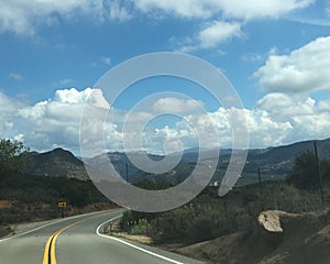 Country windy mountainous road, Alpine, CA