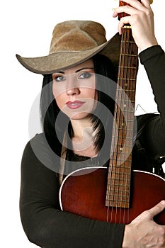 Country woman with acoustic guitar