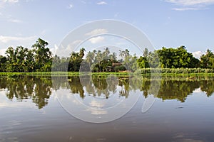 Countryside along Tha Chin river(Maenam Tha Chin),Nakhon Pathom,Thailand