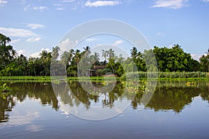 Countryside along Tha Chin river(Maenam Tha Chin),Nakhon Pathom,Thailand