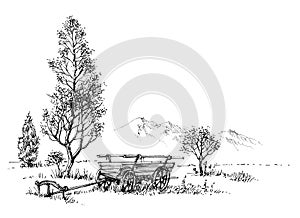 Countryside artistic drawing