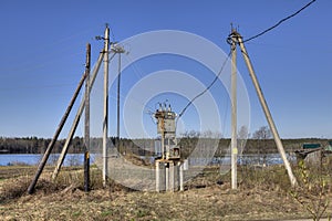 Countryside Electricity supply power lines, substation Transfor