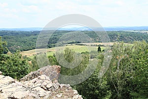 Countryside with forests and meadows