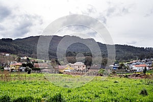 The countryside in Galicia near a village called LedoÃÂ±o on a ra photo