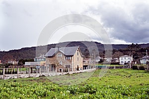 The countryside in Galicia near a village called LedoÃÂ±o on a ra photo