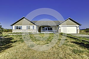 Countryside house exterior with landscape. Washington real estate photo