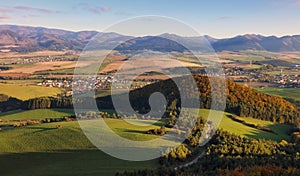 Countryside landscape in Slovakia with village