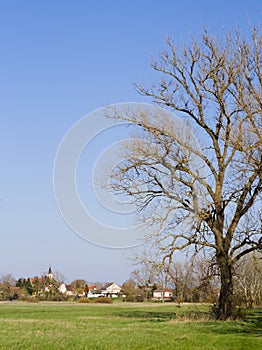 Countryside landscape with small village