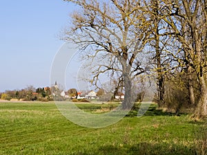 Countryside landscape with small village