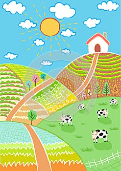 Countryside landscape vector illustration