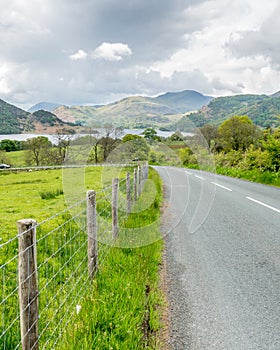 Countryside landscape view of England along road