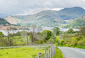 Countryside landscape view of England along road