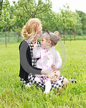 Countryside mother and daughter love