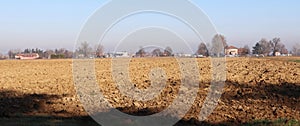 Countryside panorama of the Po valley, Pianura Padana. Bologna, Italy