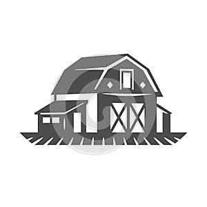 Countryside ranch house livestock harvest warehouse monochrome vintage icon vector illustration