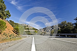 Countryside road in Despenaperros national park in Northern Andalusia photo