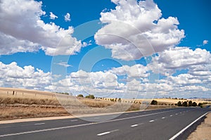 Countryside road landscape with farmlands and paddocks