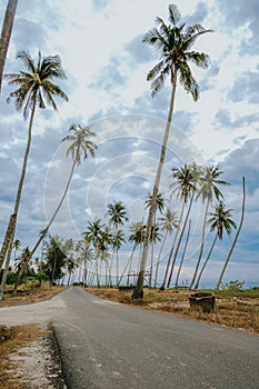 Countryside road near the beach in Kampung Jambu Bongkok, Terengganu, Malaysia