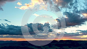 Countryside rural clouds Timelapse. Tropical scenery. Motion at blue sky.